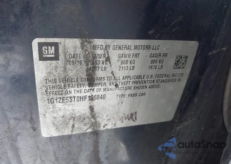 2017 Chevrolet Malibu 1Lt z USA, uszkodzony, nr VIN 1G1ZE5ST0HF136840